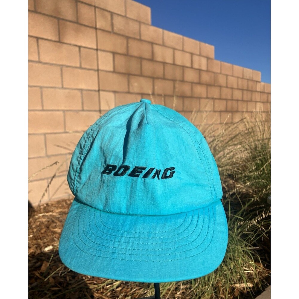 VTG 90’s Boeing Hat Cap Real Blue Snapback Ownco USA Aviation Embroidered